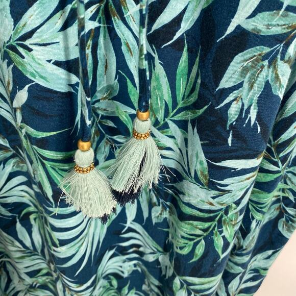 J. Jill Maxi Dress Women’s Large Coastal Tropical Leaves Vacation Resortwear - Picture 7 of 10